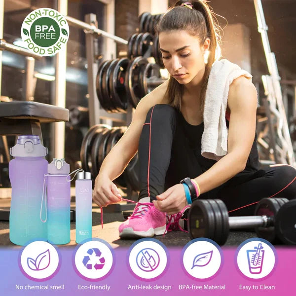 3 PCS Large Capacity Water Bottle Set with Free Gift Sticker