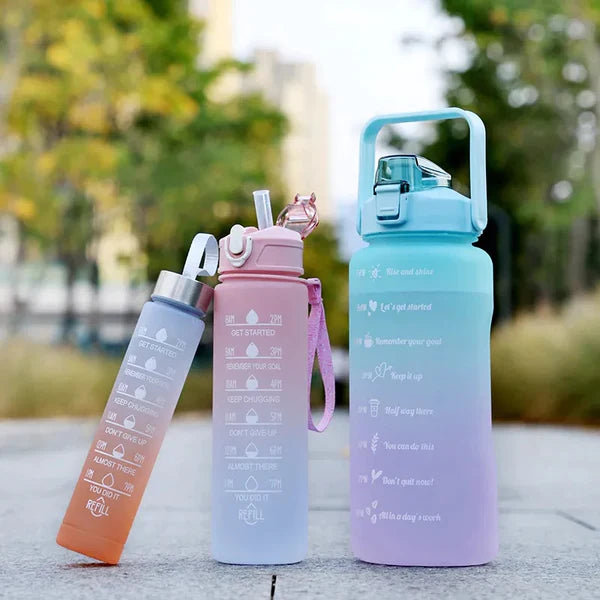 3 PCS Large Capacity Water Bottle Set with Free Gift Sticker