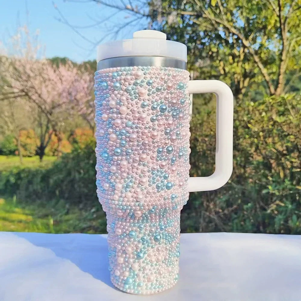 ✨ Stainless Steel Rhinestones Tumblers Bottle With Straw 💎🥤