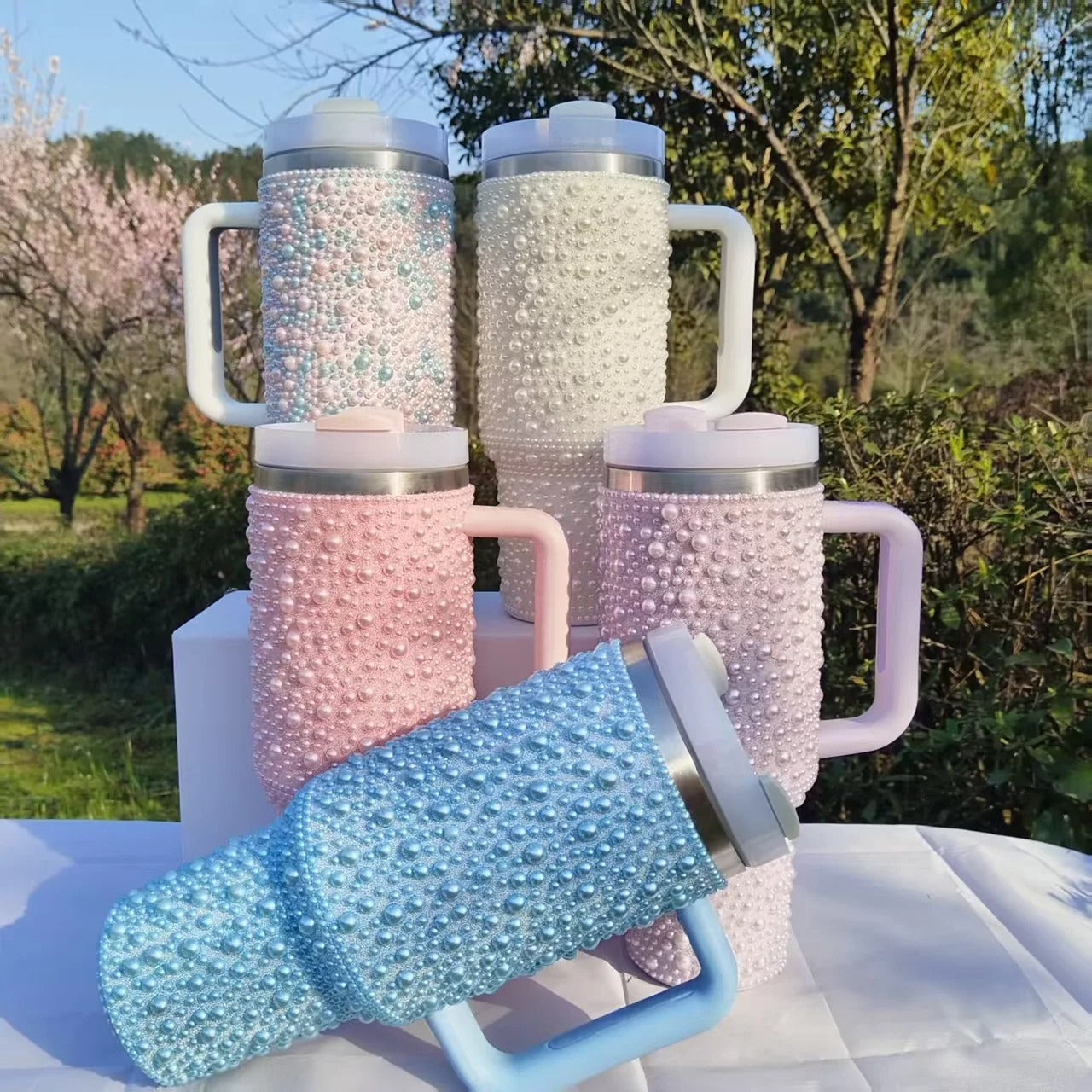 ✨ Stainless Steel Rhinestones Tumblers Bottle With Straw 💎🥤