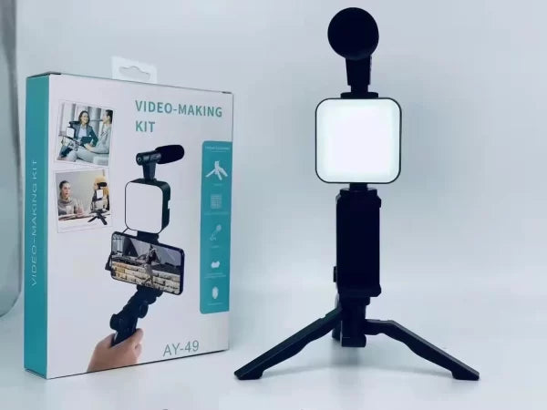 5 in 1 Video Vlogging Kits with Microphone LED Fill Light & Mini Tripod